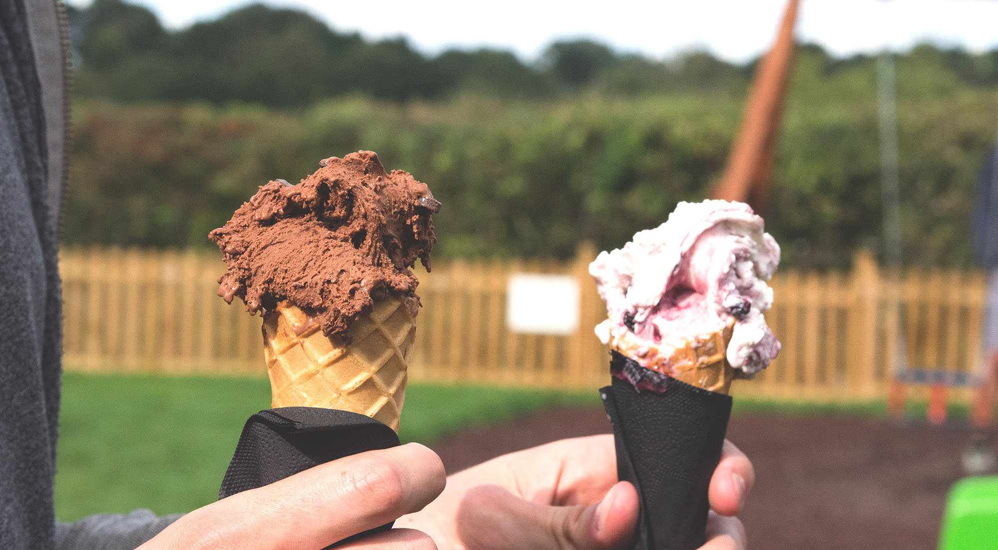 Image of two ice creams taken during the photography process for the Milk Churn website.