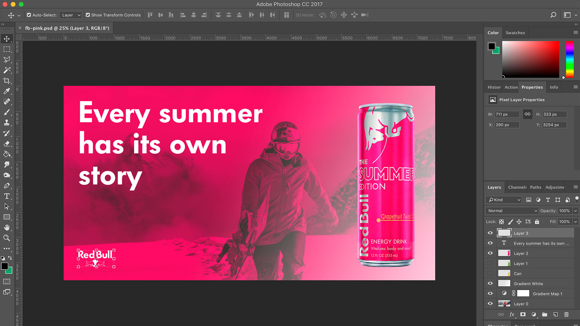 Screenshot of the design of the adverts taking place in Adobe Photoshop.